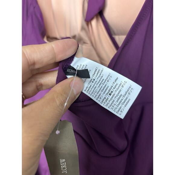 J. Crew Women's 12 One-Piece Halter Wrap Swimsuit Swimdress Burgundy Purple - Picture 7 of 9